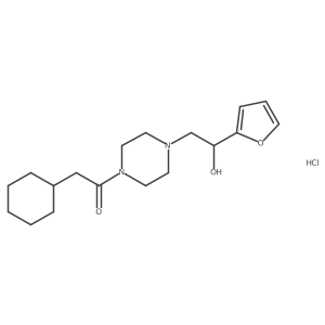 2-Cyclohexyl-1-(4-(2-(furan-2-yl)-2-hydroxyethyl)piperazin-1-yl)ethanone hydrochloride结构式