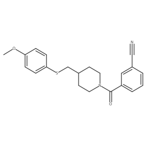 3-(4-(((4-Methoxyphenyl)thio)methyl)piperidine-1-carbonyl)benzonitrile Structure