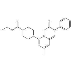 Ethyl 1-(4-methyl-6-oxo-1-(2-oxo-2-(phenylamino)ethyl)-1,6-dihydropyrimidin-2-yl)piperidine-4-carboxylate结构式