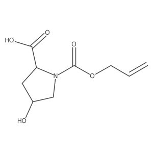 (2R,4R)-1-allyloxycarbonyl-4-hydroxy-2-pyrrolidinecarboxylic acid结构式