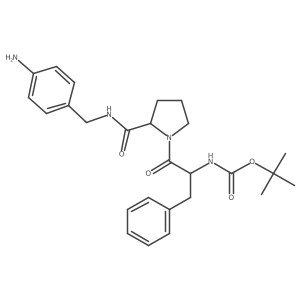 {(R)-2-[(S)-2-(4-Amino-benzylcarbamoyl)-pyrrolidin-1-yl]-1-benzyl-2-oxo-ethyl}-carbamic acid tert-butyl ester Structure