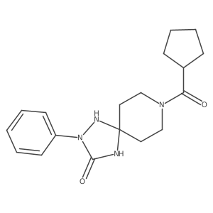 8-(Cyclopentylcarbonyl)-2-phenyl-1,2,4,8-tetraazaspiro[4.5]decan-3-one结构式