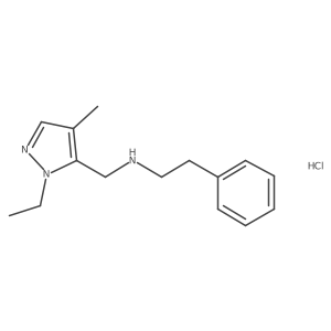 N-[(2-ethyl-4-methylpyrazol-3-yl)methyl]-2-phenylethanamine;hydrochloride Structure