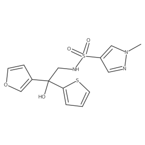 N-(2-(furan-3-yl)-2-hydroxy-2-(thiophen-2-yl)ethyl)-1-methyl-1H-pyrazole-4-sulfonamide结构式