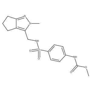 methyl (4-(N-((2-methyl-2,4,5,6-tetrahydrocyclopenta[c]pyrazol-3-yl)methyl)sulfamoyl)phenyl)carbamate结构式