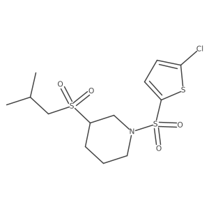1-[(5-Chlorothiophen-2-yl)sulfonyl]-3-(2-methylpropanesulfonyl)piperidine Structure