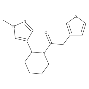 1-[2-(1-methyl-1H-pyrazol-4-yl)piperidin-1-yl]-2-(thiophen-3-yl)ethan-1-one结构式