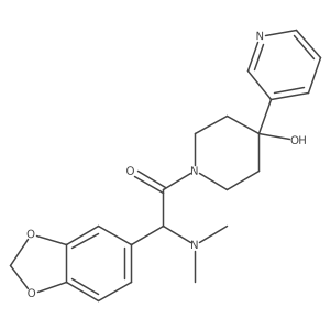 2-(1,3-Benzodioxol-5-yl)-2-(dimethylamino)-1-(4-hydroxy-4-pyridin-3-ylpiperidin-1-yl)ethanone Structure