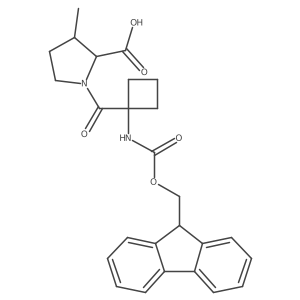 1-[1-({[(9H-fluoren-9-yl)methoxy]carbonyl}amino)cyclobutanecarbonyl]-3-methylpyrrolidine-2-carboxylic acid Structure