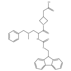 2-(1-{3-[benzyl(methyl)amino]-2-({[(9H-fluoren-9-yl)methoxy]carbonyl}amino)propanoyl}azetidin-3-yl)acetic acid结构式