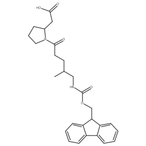 2-{1-[5-({[(9H-fluoren-9-yl)methoxy]carbonyl}amino)-4-methylpentanoyl]pyrrolidin-2-yl}acetic acid Structure