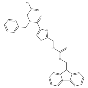 2-(N-benzyl-1-{2-[({[(9H-fluoren-9-yl)methoxy]carbonyl}amino)methyl]-1,3-thiazol-4-yl}formamido)acetic acid结构式