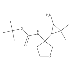 rac-tert-butyl N-{3-[(1R,3S)-3-amino-2,2-dimethylcyclopropyl]oxolan-3-yl}carbamate Structure