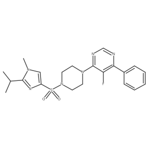 5-Fluoro-4-[4-(1-methyl-2-propan-2-ylimidazol-4-yl)sulfonylpiperazin-1-yl]-6-phenylpyrimidine Structure