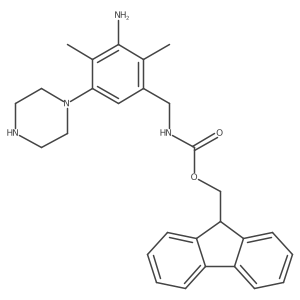 (9H-fluoren-9-yl)methyl N-{[3-amino-2,4-dimethyl-5-(piperazin-1-yl)phenyl]methyl}carbamate Structure