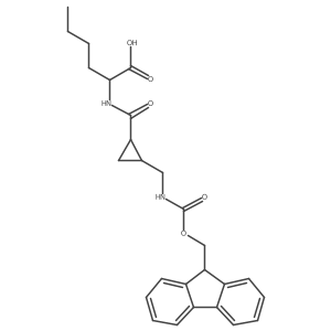 (2S)-2-({2-[({[(9H-fluoren-9-yl)methoxy]carbonyl}amino)methyl]cyclopropyl}formamido)hexanoic acid Structure