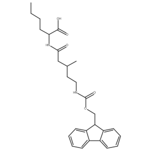(2S)-2-[5-({[(9H-fluoren-9-yl)methoxy]carbonyl}amino)-3-methylpentanamido]hexanoic acid Structure