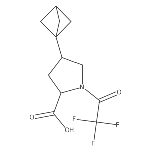 (2S)-4-{bicyclo[1.1.1]pentan-1-yl}-1-(2,2,2-trifluoroacetyl)pyrrolidine-2-carboxylic acid结构式