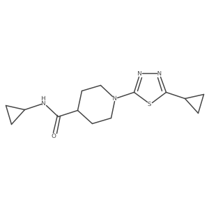 N-cyclopropyl-1-(5-cyclopropyl-1,3,4-thiadiazol-2-yl)piperidine-4-carboxamide结构式