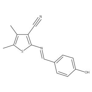 (E)-2-((4-hydroxybenzylidene)amino)-4,5-dimethylthiophene-3-carbonitrile结构式