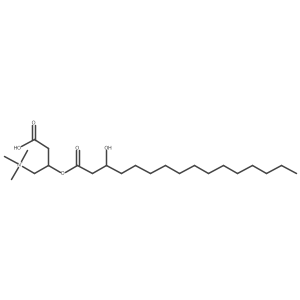 (2R)-3-Carboxy-2-[(3-hydroxyhexadecanoyl)oxy]-N,N,N-trimethylpropan-1-aminium结构式