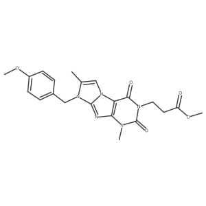 methyl 3-(8-(4-methoxybenzyl)-1,7-dimethyl-2,4-dioxo-1H-imidazo[2,1-f]purin-3(2H,4H,8H)-yl)propanoate结构式