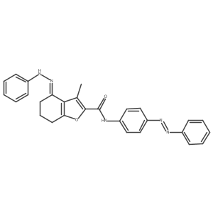 2-Benzofurancarboxamide, 4,5,6,7-tetrahydro-3-methyl-N-[4-(2-phenyldiazenyl)phenyl]-4-(2-phenylhydrazinylidene)-结构式