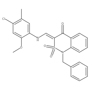 (3E)-1-benzyl-3-{[(4-chloro-2-methoxy-5-methylphenyl)amino]methylene}-1H-2,1-benzothiazin-4(3H)-one 2,2-dioxide结构式