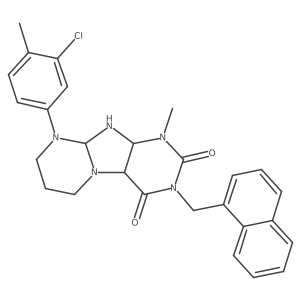 9-(3-chloro-4-methylphenyl)-1-methyl-3-(naphthalen-1-ylmethyl)-6,7,8,9a,10,10a-hexahydro-4aH-purino[7,8-a]pyrimidine-2,4-dione结构式
