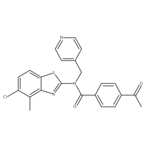 4-acetyl-N-(5-chloro-4-methylbenzo[d]thiazol-2-yl)-N-(pyridin-4-ylmethyl)benzamide结构式