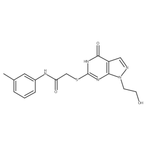 2-((1-(2-hydroxyethyl)-4-oxo-4,5-dihydro-1H-pyrazolo[3,4-d]pyrimidin-6-yl)thio)-N-(m-tolyl)acetamide Structure