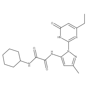 N1-cyclohexyl-N2-(1-(4-ethyl-6-oxo-1,6-dihydropyrimidin-2-yl)-3-methyl-1H-pyrazol-5-yl)oxalamide结构式