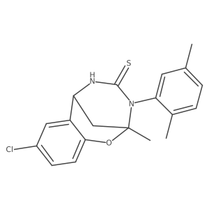8-chloro-3-(2,5-dimethylphenyl)-2-methyl-5,6-dihydro-2H-2,6-methanobenzo[g][1,3,5]oxadiazocine-4(3H)-thione结构式