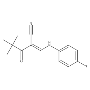 2-(2,2-Dimethylpropanoyl)-3-((4-fluorophenyl)amino)prop-2-enenitrile Structure