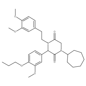 1-Cycloheptyl-4-[2-(3,4-dimethoxyphenyl)ethyl]-3-(3-methoxy-4-propoxyphenyl)piperazine-2,5-dione结构式
