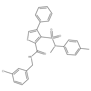 N-(3-chlorobenzyl)-3-(N-methyl-N-(p-tolyl)sulfamoyl)-4-phenylthiophene-2-carboxamide结构式