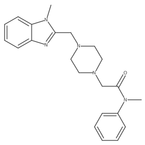 N-methyl-2-(4-((1-methyl-1H-benzo[d]imidazol-2-yl)methyl)piperazin-1-yl)-N-phenylacetamide结构式