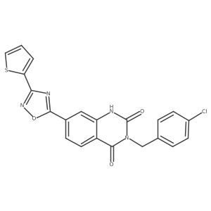 3-(4-chlorobenzyl)-7-(3-(thiophen-2-yl)-1,2,4-oxadiazol-5-yl)quinazoline-2,4(1H,3H)-dione结构式