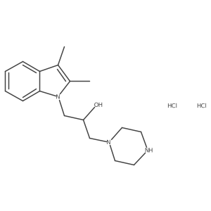 1-(2,3-dimethyl-1H-indol-1-yl)-3-(piperazin-1-yl)propan-2-ol dihydrochloride结构式