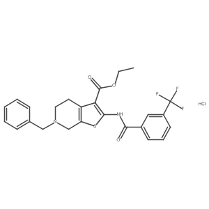Ethyl 6-benzyl-2-(3-(trifluoromethyl)benzamido)-4,5,6,7-tetrahydrothieno[2,3-c]pyridine-3-carboxylate hydrochloride结构式