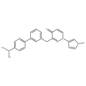 [2-(3-{[1-(1-methyl-1H-pyrazol-4-yl)-4-oxo-1,4-dihydropyridazin-3-yl]methyl}phenyl)pyrimidin-5-yl]boronic acid Structure