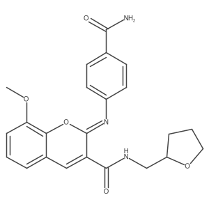 (2Z)-2-[(4-carbamoylphenyl)imino]-8-methoxy-N-(tetrahydrofuran-2-ylmethyl)-2H-chromene-3-carboxamide Structure