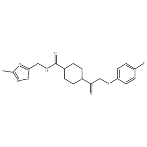 1-(2-((4-fluorophenyl)thio)acetyl)-N-((3-methyl-1,2,4-oxadiazol-5-yl)methyl)piperidine-4-carboxamide Structure