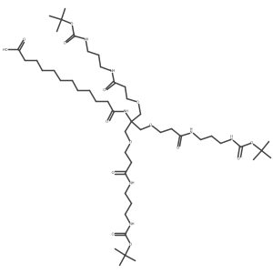 15,15-Bis(13,13-dimethyl-5,11-dioxo-2,12-dioxa-6,10-diazatetradecyl)-2,2-dimethyl-4,10,17-trioxo-3,13-dioxa-5,9,16-triazaoctacosan-28-oic acid Structure
