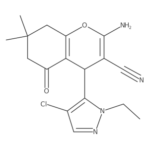 2-Amino-4-(4-chloro-1-ethyl-1H-pyrazol-5-YL)-7,7-dimethyl-5-oxo-5,6,7,8-tetrahydro-4H-chromen-3-YL cyanide结构式