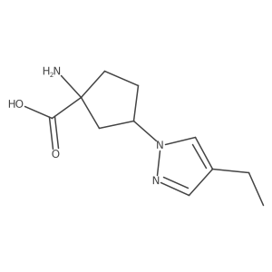 1-amino-3-(4-ethyl-1H-pyrazol-1-yl)cyclopentane-1-carboxylic acid结构式
