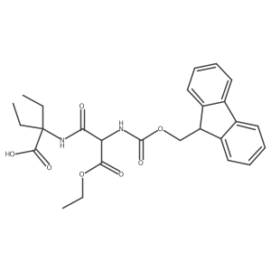 2-ethyl-2-[2-(ethyl carboxy)-2-({[(9H-fluoren-9-yl)methoxy]carbonyl}amino)acetamido]butanoic acid Structure