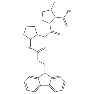 1-{2-[2-({[(9H-fluoren-9-yl)methoxy]carbonyl}amino)cyclopentyl]acetyl}-3-methylpyrrolidine-2-carboxylic acid结构式