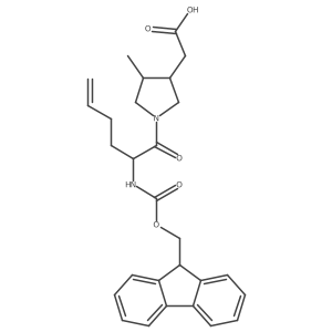 2-{1-[2-({[(9H-fluoren-9-yl)methoxy]carbonyl}amino)hex-5-enoyl]-4-methylpyrrolidin-3-yl}acetic acid结构式