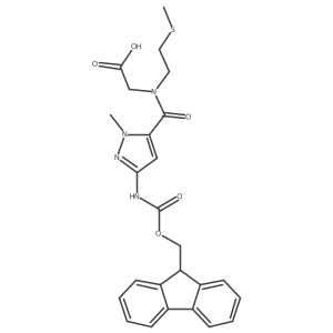 2-{1-[3-({[(9H-fluoren-9-yl)methoxy]carbonyl}amino)-1-methyl-1H-pyrazol-5-yl]-N-[2-(methylsulfanyl)ethyl]formamido}acetic acid结构式